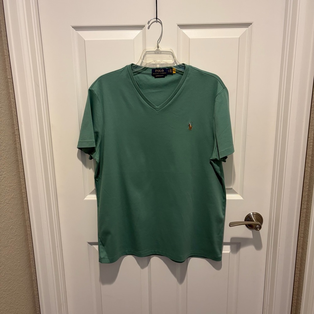 Polo by Ralph Lauren Teal Short Sleeve Custom Slim Fit Crew Tee - Picture 3 of 3